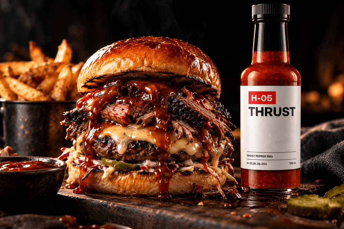 H-05 THRUST Ghost Pepper BBQ Hot Sauce - Hardcore Harry